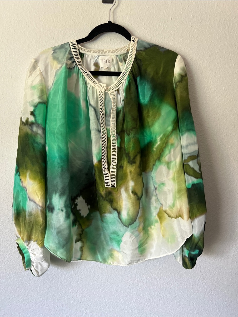 Anthropologie TRYB Watercolor Silk Blouse